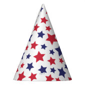 Red and Blue Stars, 4th of July, White Background Partyhütchen (Links)