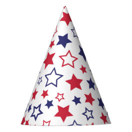 Red and Blue Stars, 4th of July, White Background Partyhütchen