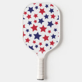 Red and Blue Stars, 4th of July, White Background Pickleball Schläger (Rückseite)