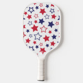 Red and Blue Stars, 4th of July, White Background Pickleball Schläger (Rückseite)