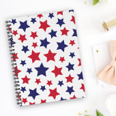 Red and Blue Stars, 4th of July, White Background Planer