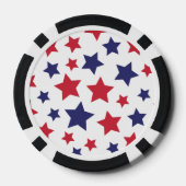 Red and Blue Stars, 4th of July, White Background Pokerchips (Rückseite)