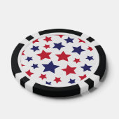 Red and Blue Stars, 4th of July, White Background Pokerchips (Einzeln)