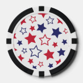 Red and Blue Stars, 4th of July, White Background Pokerchips (Vorderseite)