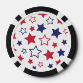 Red and Blue Stars, 4th of July, White Background Pokerchips (Rückseite)