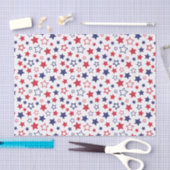 Red and Blue Stars, 4th of July, White Background Seidenpapier (Handwerk)