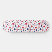 Red and Blue Stars, 4th of July, White Background Skateboard (Horizontal)