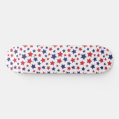 Red and Blue Stars, 4th of July, White Background Skateboard (Horizontal)