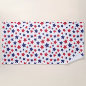Red and Blue Stars, 4th of July, White Background Strandtuch (Vorderseite)