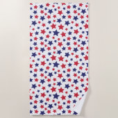Red and Blue Stars, 4th of July, White Background Strandtuch (Vorderseite)