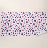 Red and Blue Stars, 4th of July, White Background Strandtuch (Vorderseite)