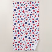 Red and Blue Stars, 4th of July, White Background Strandtuch (Vorderseite)