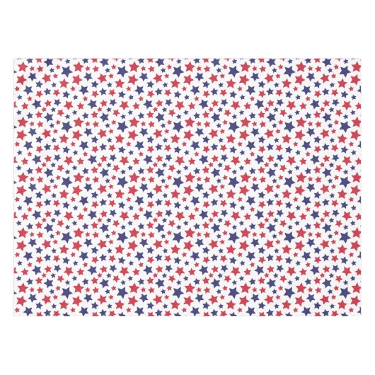 Red and Blue Stars, 4th of July, White Background Tischdecke (Vorderseite (Horizontal))