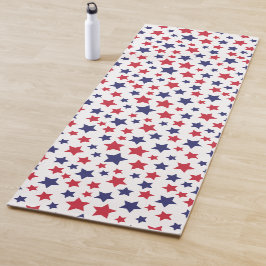 Red and Blue Stars, 4th of July, White Background Yogamatte