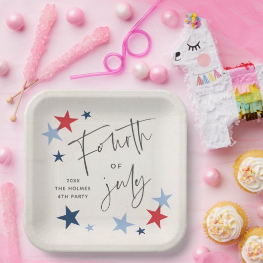 Red and Blue Stars American 4. Juli Party Pappteller (Party)