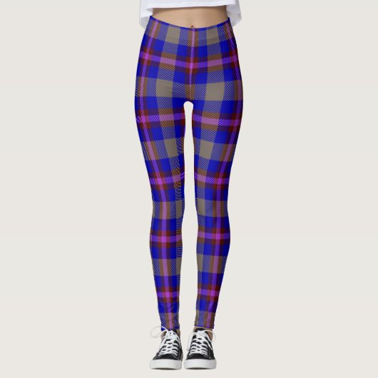 Red And Blue Tartan Fabric Leggings (Vorderseite)
