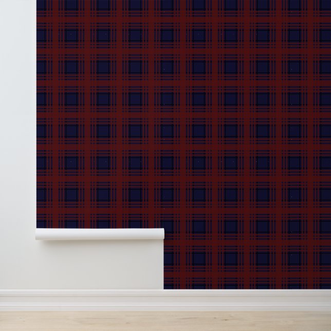 Red and Blue Tartan Plaid Tapete (Anwendung)