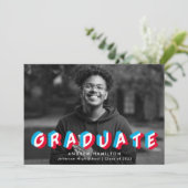 Red and Blue Wird Anaglyph Foto Graduation Party Einladung (Stehend Vorderseite)