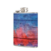 Red and Blue Wood Vintag #2 Flachmann (Links)