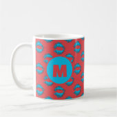 Red and Blue XOXO Kissing Lips Personalized Kaffeetasse (Links)