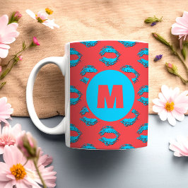 Red and Blue XOXO Kissing Lips Personalized Kaffeetasse