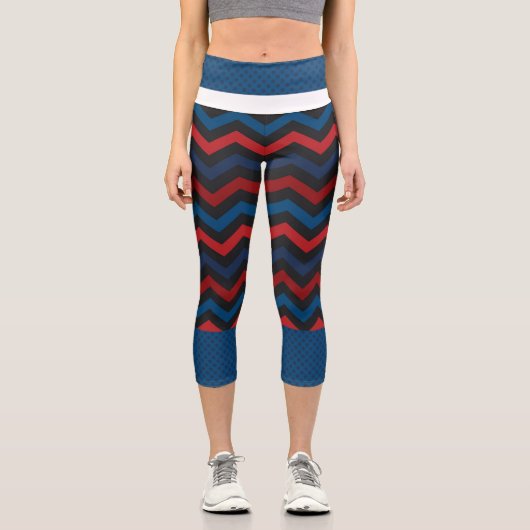 RED AND Blue Zickzack High Waisted Capris (Vorderseite)