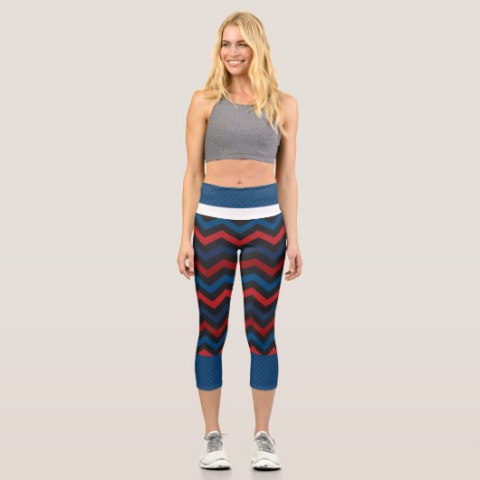 RED AND Blue Zickzack High Waisted Capris (Vorderseite)