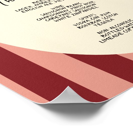 Red and Blush Striped “ The Bar” Sign. Poster (Ecke)