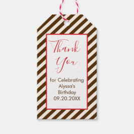 Red and Brown Stripe Vielen Dank für Ihre Geschenk Geschenkanhänger