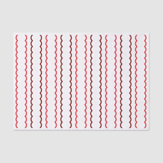 Red and Burgundy Simple Scallop Strip Weihnachten Seidenpapier (Vorderseite)