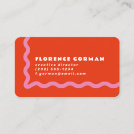 Red and Candy Pink Wavy Frame Business Card Visitenkarte