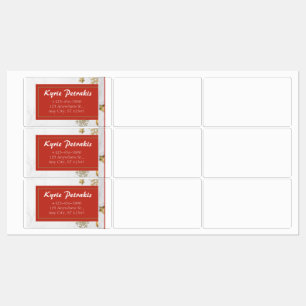 Red and Christmas Background Address Label Etiketten