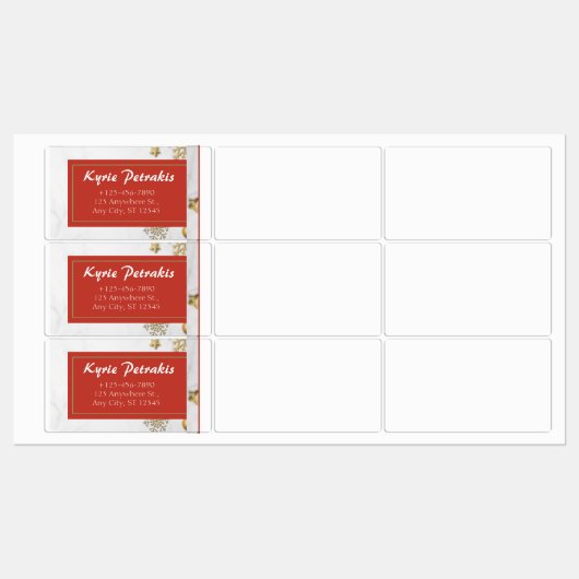Red and Christmas Background Address Label Etiketten (Blatt)