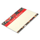 Red and Cream Dark Floral Large Notepad Notizblock (angewinkelt)