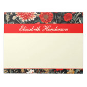 Red and Cream Dark Floral Large Notepad Notizblock (Vorderseite)