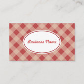 Red and Cream Gingham Business Card Visitenkarte (Vorderseite)