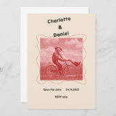 Red and Cream Moderne Minimalistisch Fun Retro Hoc Einladung (Vorne/Hinten)