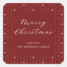 Red and Cream Stars frohe Weihnachten Quadratischer Aufkleber