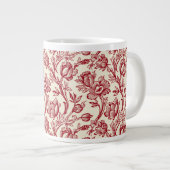 Red and Cream Tulip Toile de Jouy Giant Coffee Tas Jumbo-Tasse (Vorderseite Rechts)