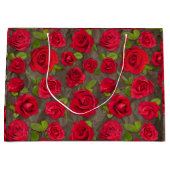 Red And Dark Pink Floral Roses Pattern Große Geschenktüte (Vorderseite)