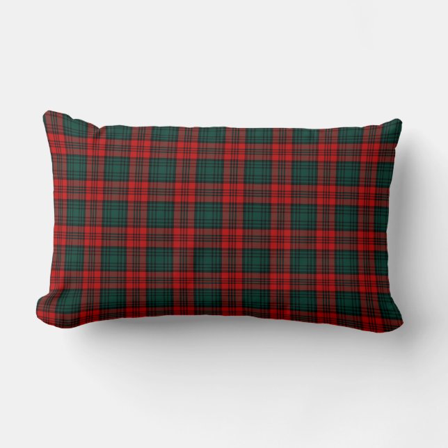 Red and Forest Green Kerr Clan Scottish Kariert Lendenkissen (Vorderseite)