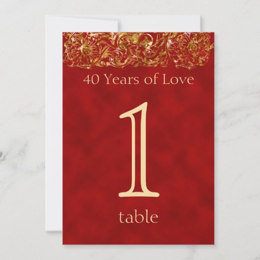 Red and Gold 40 Jahre Tischnummer (Vorderseite)