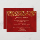 Red and Gold 40th Anniversary Response Card RSVP Karte (Vorne/Hinten)