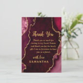 Red and Gold Agate 16 . Geburtstag Dankeskarte (Stehend Vorderseite)