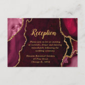 Red and Gold Agate Agate Wedding Reception Begleitkarte (Vorderseite)