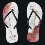 Red and Gold Agate Bridesmaid Fvor Monogram Badesandalen<br><div class="desc">Sie werden diesen roten Geograb mit weißen Kristallen mit goldenen Akzenten Liebe. Ideal für Ihre Hochzeitsfeiern!</div>