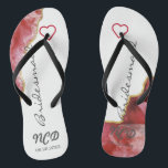 Red and Gold Agate Bridesmaid Fvor Monogram Badesandalen<br><div class="desc">Sie werden diesen roten Geograb mit weißen Kristallen mit goldenen Akzenten Liebe. Ideal für Ihre Hochzeitsfeiern!</div>