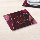 Red and Gold Agate Marble Wedding Rechteckiger Pappuntersetzer (angewinkelt)