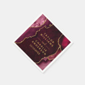 Red and Gold Agate Marble Wedding Serviette (Ecke)