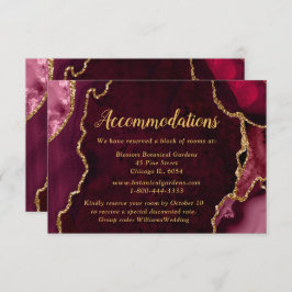Red and Gold Agate Wedding Accommodations Begleitkarte